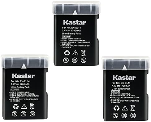 Kastar 3-Pack EN-EL14 Pil Değiştirme için Nikon D5100 DSLR Kamera, D5200 DSLR Kamera, D5300 DSLR Kamera, D5500 DSLR Kamera, D5600