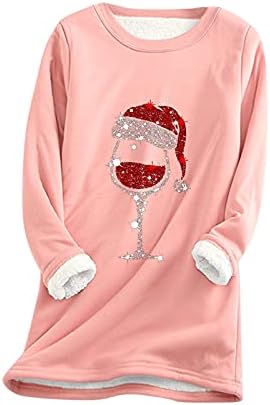 Kadın Noel kalın polar baskı kazak sıcak O-boyun iç çamaşırı üst rahat kazak gömlek bluz