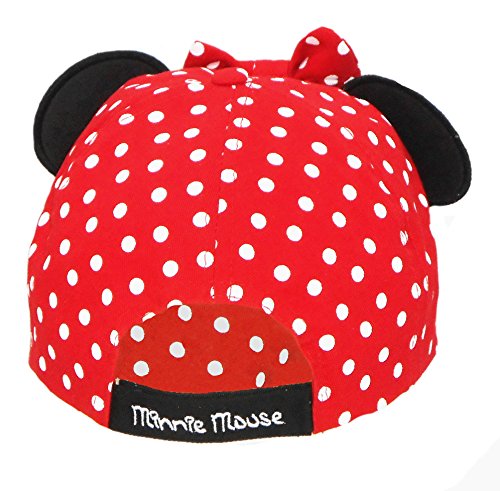 Disney Çocuk kırmızı Minnie Mouse Polka Dot beyzbol şapkası yay ile