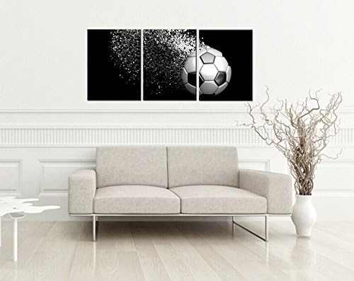 Siyah ve Beyaz Sıçrama Futbol Futbol Topları Duvar Sanatı Posterler Baskılar Sarılmış Çerçeveler üzerinde 3 Parça için Erkek