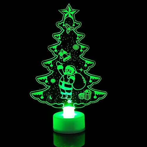 Noel LED Gece Lambası Karikatür Renk Değiştiren Akrilik Masa Lambaları Cafe Yatak Odası Çocuk Odası için (Renkli Ağaç)