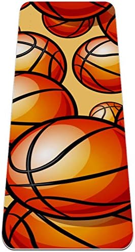 Unicey Spor Basketbol Desen OrangeYoga Mat Kalın Kaymaz Yoga Paspaslar Kadınlar ve Kızlar için egzersiz matı Yumuşak Pilates