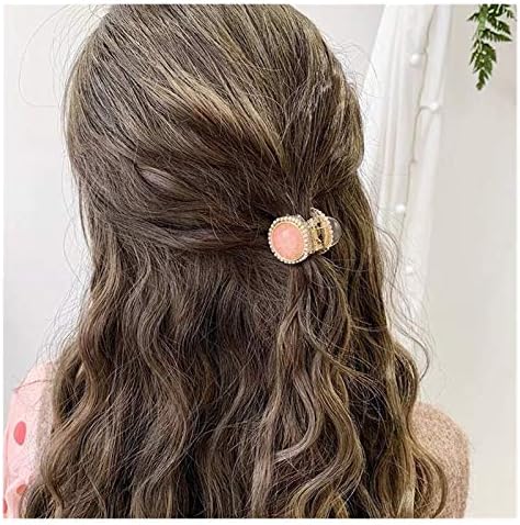 Fuxwlgs Saç Pin Mini Saç Pençe Prenses Tarzı At Kuyruğu Saç Klipler Rhinestone Hairgrips (Renk: Pembe)