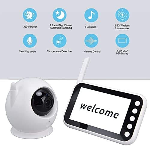 Eujgoov 4.3 İnç bebek izleme monitörü Yaşlı Güvenlik Hemşirelik Kamera Uzaktan Ekran Kontrolü ile 100-240 V(ABD Plug)
