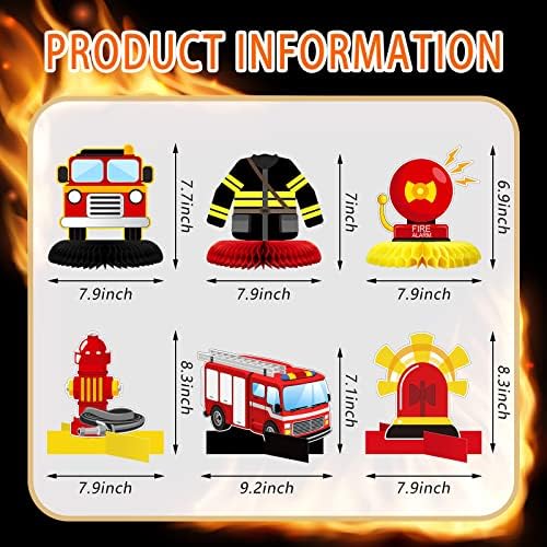10 Adet Itfaiyeci Petek Centerpieces Karton İtfaiyeci Temalı Masa Süslemeleri Firetruck Doğum Günü Partisi Yangın Şapka Söndürücü
