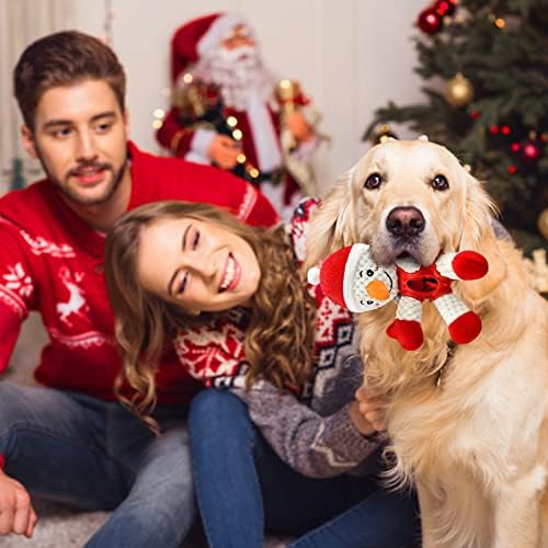 Malier 3 Paketi Noel Köpek Oyuncaklar, kauçuk Köpek Çiğnemek Bite Oyuncak Dolması Köpek Oyuncaklar, komik Squeaky Interaktif