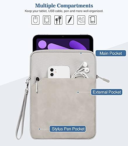 MoKo 7-8 İnç Tablet Kol Çantası, Çift Cep Dikiş Kılıfı iPad Mini (6th Gen) 8.3 2021, iPad Mini 5/4/3/2/1, Samsung Galaxy Tab