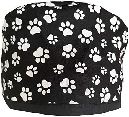 Siyah & Beyaz Küçük Köpek Pençe Baskılar Çalışma Kap Şapka