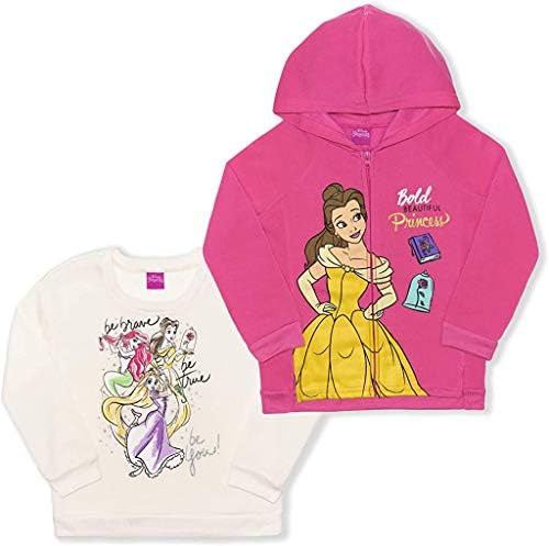 Disney Dondurulmuş Kızın 2 Parçalı Fermuarlı Kapüşonlu Sweatshirt ve Crewneck Sweatshirt Seti