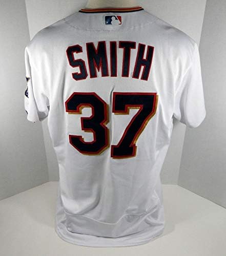 2018 Minnesota Twins Jeff Smith 37 Oyun Kullanılmış Beyaz Forma - Oyun Kullanılmış MLB Formaları