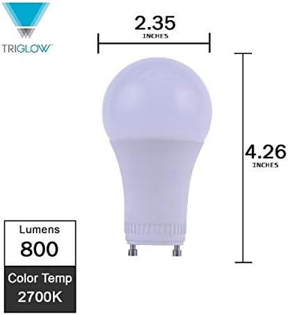 TriGlow T95222 9 W (60 W Eşdeğer) LED A19 GU24 Baz Ampul, Sıcak Beyaz (2700 K) 800 Lümen, KISILABİLİR Ampuller, 2-Pack