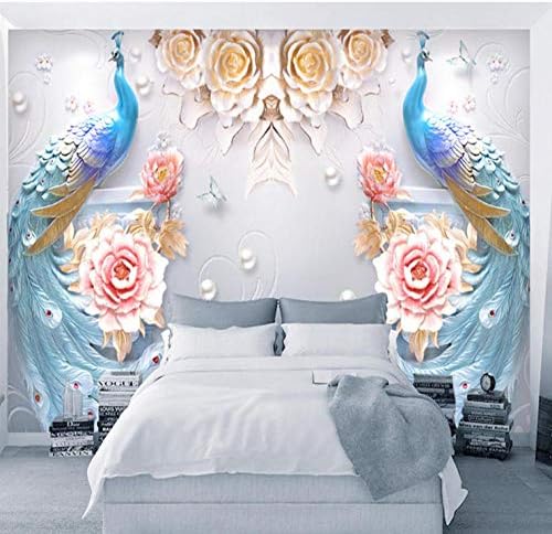 3D Duvar Kağıdı Wandbild Çiçek Tavuskuşu Duvar Kağıtları Fotoğraf Duvar Oturma Odası Tv Arka Plan Duvar sanat dekoru Kabartmalı