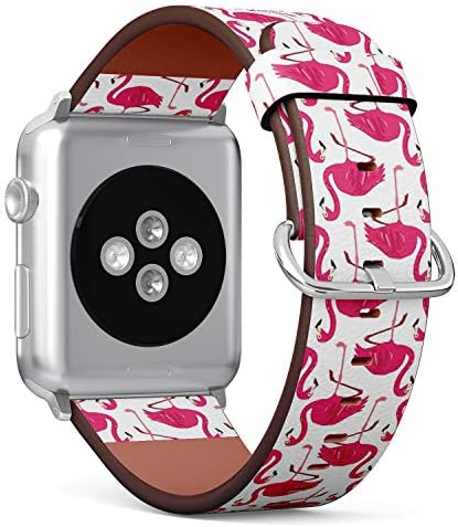 Q-Fasulye Kordonlu Saat, Küçük Apple Watch 38mm / 40mm ile Uyumlu - Yedek Deri Bant Bilezik Kayışı Bileklik Aksesuar / / Flamingolar