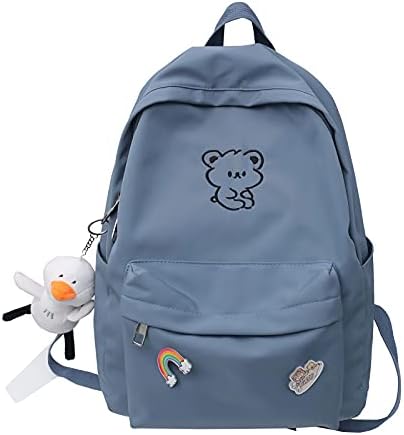 Moda sırt çantası, moda kadın çantası, öğrenci sırt çantası, basit laptop sırt çantası, büyük (Mavi)