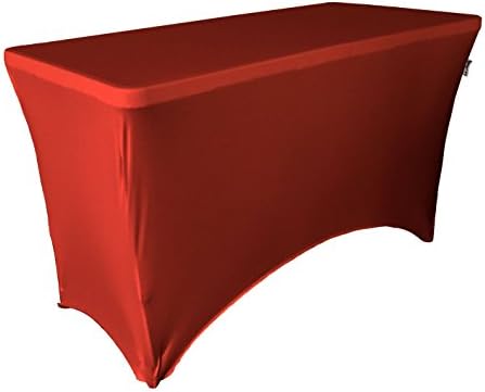 4 Metrelik Dikdörtgen Masa için LA Keten Spandex Masa Örtüsü, 48 x 30 x 30 İnç, Kırmızı