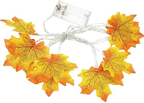 Qistubay 1.5 M 10LED ışıklı Güz Sonbahar Kabak akçaağaç yaprakları çelenk Cadılar Bayramı Dekorasyon