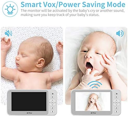 Bebek Monitörü, Kameralı ve Sesli XTU Video Bebek Monitörü, 4.3 Büyük Bölünmüş Ekranlı Bebek Kamerası, Otomatik Gece Görüşü,