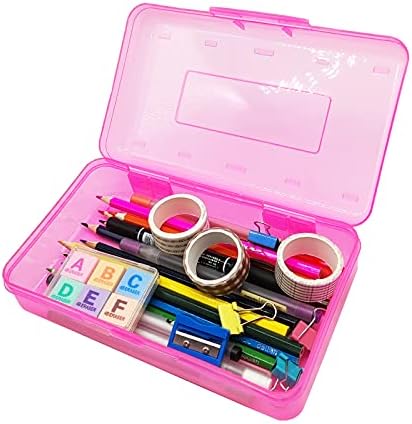 Nuozme Plastik Saydam Kalem Kutusu Çocuklar için, Büyük Kapasiteli Kalem Kutuları ile Yapış Sıkı Kapak, istiflenebilir kalem