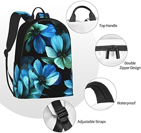 Mavi çiçek büyük kapasiteli moda baskılı dayanıklı sırt çantası Unisex rahat kadın seyahat sırt çantası