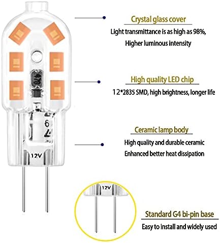 KLENTLY G4 LED ampuller sıcak beyaz 3000 K G4 Bi Pin ampul JC Tipi Peyzaj ampul 2 W(20 W Halojen ampul Değiştirme) AC / DC12V
