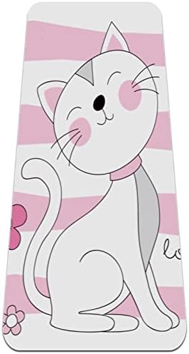 Parlak Pembe Sevimli Güzel Kedi Karikatür Çiçek Yoga Mat Kalın Kaymaz Yoga Paspaslar için Kadın ve Kız egzersiz matı Yumuşak