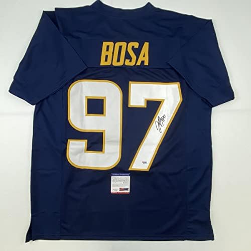 İmzalı / İmzalı Joey Bosa 97 Los Angeles LA Koyu Mavi Futbol Forması JSA COA