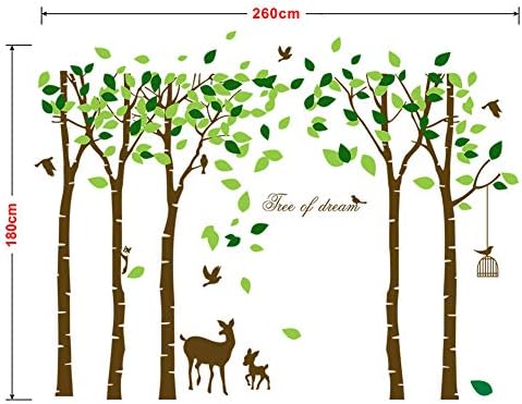 Dev Ağaç Duvar Çıkartması - 5 Ağaçlar Duvar Sticker Büyük Aile Orman Geyik Woodland Oturma Odası için Çocuk Bay Kreş Odası Dekorasyon