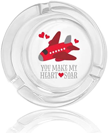 Uçak Sen Benim Kalp Uçmak Cam Küllük Çapı 3.3 Şeffaf Sigara plaka Ev Ofis Masa Kullanımı için Kapalı veya Açık Masa Dekorasyon