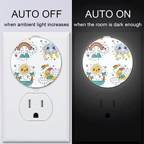 2 Paket Plug-in Nightlight LED Gece Lambası El-Çizilmiş Hava çıkartmalar Illüstrasyon ile alacakaranlıktan Şafağa Sensörü için