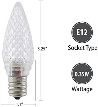 Aurio Aydınlatma LED C9 Ampuller, E17 Prizler, Yanıp Sönen Soğuk Beyaz, Ticari Sınıf Yedek Lambalar, Noel veya Yıl Boyunca, 25