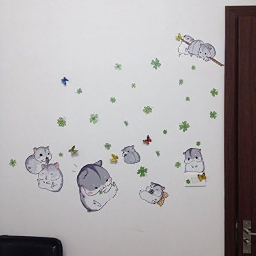 Mr. S Dükkanı Karikatür Güzel Küçük Hamster DIY Çıkarılabilir duvar çıkartmaları Çocuk Odası Kreş Oturma Odası Dekor Duvar Çıkartması