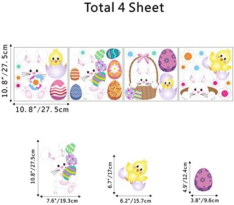 IARTTOP Sevimli Paskalya Tavşanı Duvar Sticker, Güzel Tavşan Duvar Çıkartması Çocuk Odası Kreş Dekor için, renkli Yumurta Çiçekler