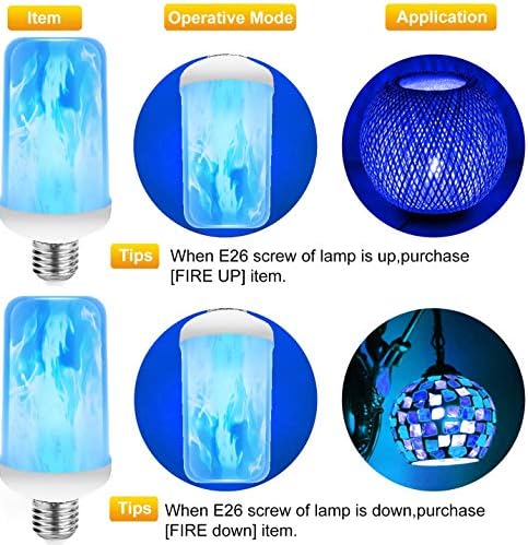 LED Alev Efektli Ampul, Dış Mekan Kullanımı için Süslemeler Titrek Ampuller, Baş Aşağı Efektli 4 Mod Sevgililer için E26 Taban
