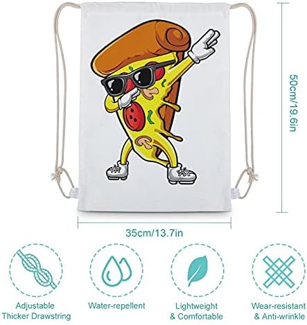 Komik Dabbing Pizza Tuval ipli sırt çantası Basit Tarzı omuzdan askili çanta Tote Sırt Çantası Spor Salonu Plaj Spor İçin