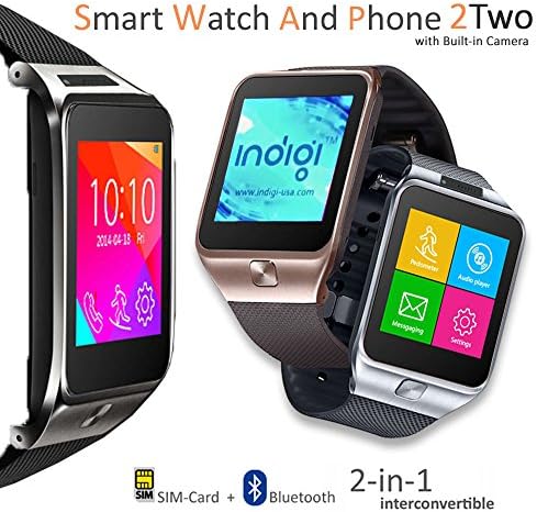 Indigi SWAP2 (Akıllı saat ve Telefon) Bluetooth GSM Unlocked Arayan Kimliği Kamera Kilidi! (Gümüş)