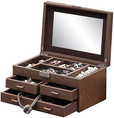 Mücevher Kutuları Takı Çok Katmanlı Kilit Küpe saklama kutusu Bilezik Küpe saklama kutusu Kız Taşınabilir Mücevher Kutusu (Renk: