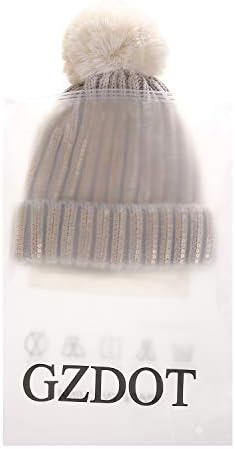 Gzdot Kadın Kış Örgü Bere-Şapka, Ponpon-Şapka Sıcak Tıknaz, Elastik Parlak Kulaklar Kadınlar için