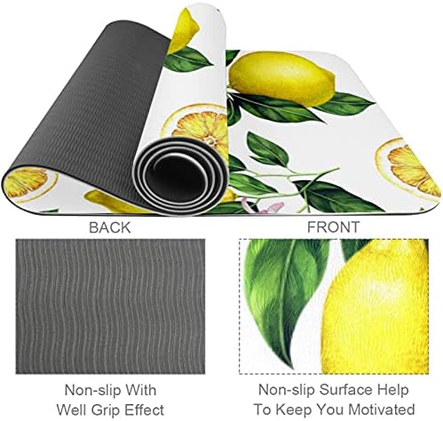 Yoga Mat Kaymaz TPE limon meyve Ağrıyan Dizleri Önlemek için Yüksek Yoğunluklu Dolgu,Yoga, Pilates ve Fitness için mükemmel