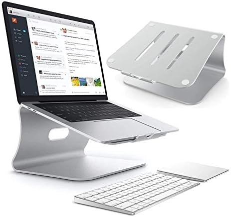 Gaohm Alüminyum Laptop Standı için Masa, Ayrılabilir Taşınabilir Tutucu Ergonomik Asansör Metal Yükseltici için 10-17 inç, Gümüş