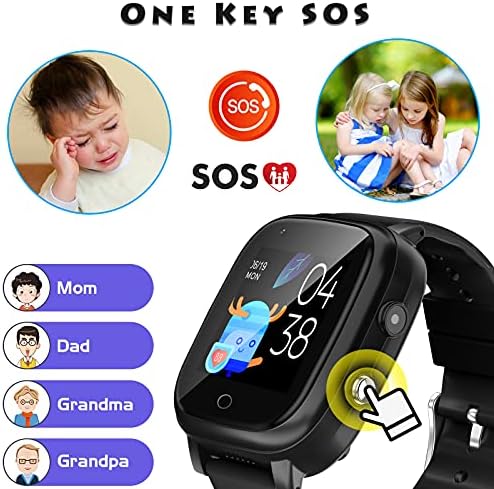 GPS Tracker ile 4G Çocuk Smartwatch, Çocuklar için Kamera ile akıllı saat, 2 Yönlü Sesli ve Görüntülü Arama SOS Uyarısı Akıllı