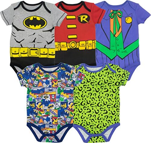 Warner Bros. Erkek Bebek 5'li Takım Elbise-Batman, Robin, Joker ve Riddler