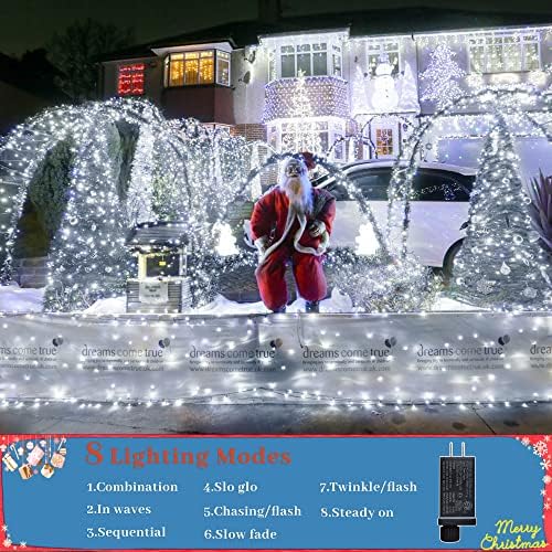 197FT 500 LEDs noel ışıkları açık, su geçirmez 8 modları fiş Noel dize ışıkları, UL sertifikalı peri ışıkları için noel ağacı