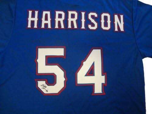 Matt Harrison İmzalı Texas Rangers Mavi Forma W / KANIT, Matt'in Abd için İmzaladığı Resim, Texas Rangers, 2010 Dünya Serisi,