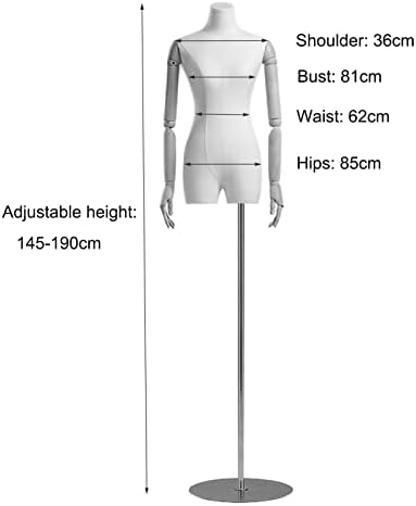 KKCF Kadın Manken Torso Vücut, Vitrin Elbise Formu Dikiş Ekran, Yüksekliği Ayarlamak Yarım Vücut Mankenleri ile Kol, Kukla Sahne