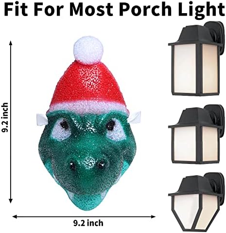 JOYIN 2 Pcs Santa şapka Dino sundurma aydınlatma koruması için Noel açık süslemeleri, tatil açık aydınlatma koruması için Sundurma,