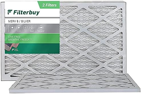 Filterbuy 17x25x1 Hava Filtresi MERV 8, Pileli HVAC AC Fırın Filtreleri (2'li Paket, Gümüş)