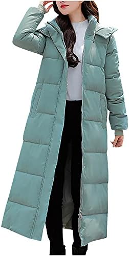 Dubras kadın Kış Kalınlaşmak Zip Up Katı Renk Uzun Kapüşonlu Ceket Ceket, sıcak Pamuk Palto Düğme Aşağı Ince Tam Boy Mont