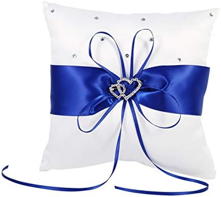EVTSCAN 4 Renkler Alyans Taşıyıcı Tutucu Yastık Yastık İlmek ile Leke Çift Kalpler Diamonds (Mavi)