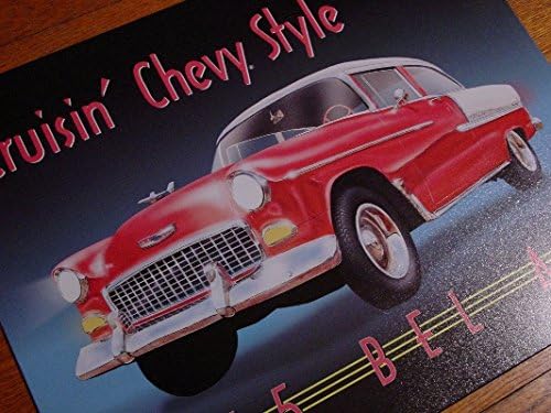 1955 Kiraz Kırmızı Chevy Bel Air Seyir Araba Reklam Tabela