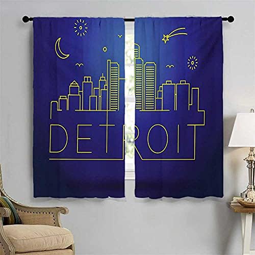 Detroit Yatak Odası Perdeleri Minimalist Grafik Cityscape Detroit Şehir Mimarisi ve Gökyüzü Elemanları Dekor Perdeler tarafından